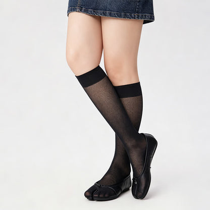 Sheer Ribbed Split Toe Knee High Socks(3 Pairs) - Black - EU35-40(US2-7) - image 4
