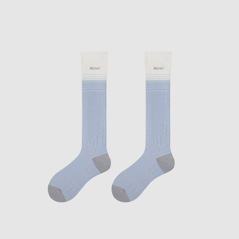 Colorblock Stripe Compression Socks(2 Pairs) - B - EU35-39(US2-6) - image 9