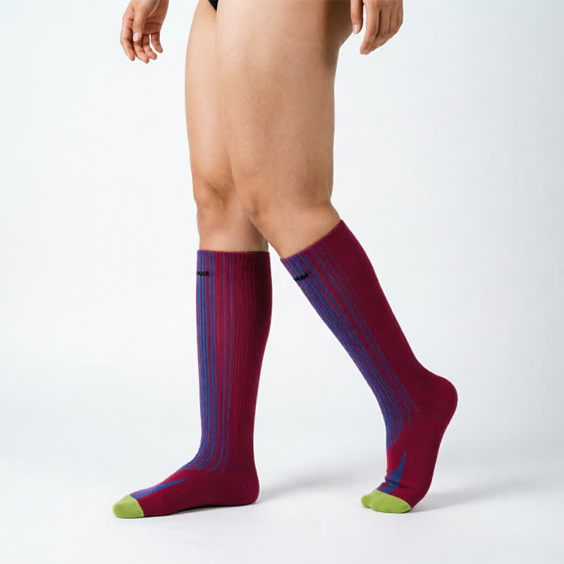 Colorblock Stripe Compression Socks(2 Pairs) - image 5