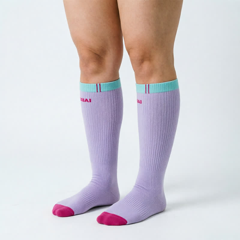 Colorblock Stripe Compression Socks(2 Pairs) - image 3
