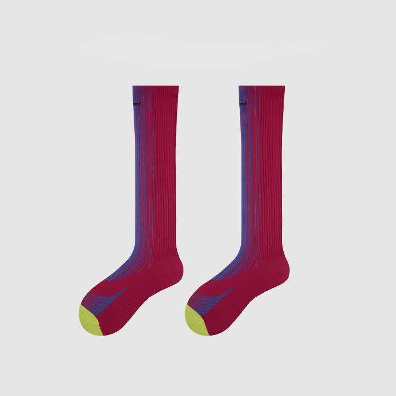 Colorblock Stripe Compression Socks(2 Pairs) - C - EU35-39(US2-6) - image 10