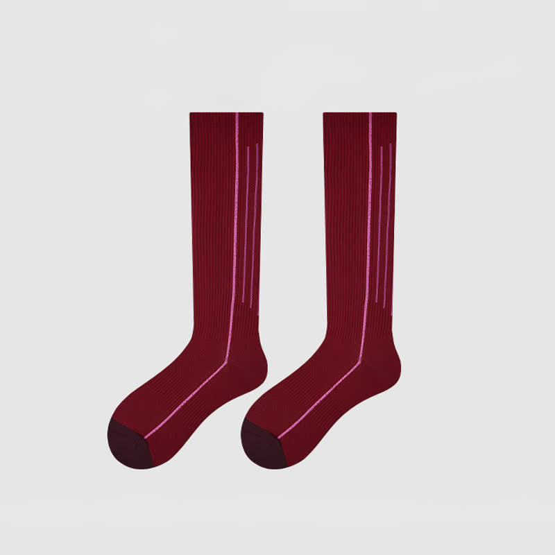 Burgundy Ribbed Compression Socks(2 Pairs) - image 10