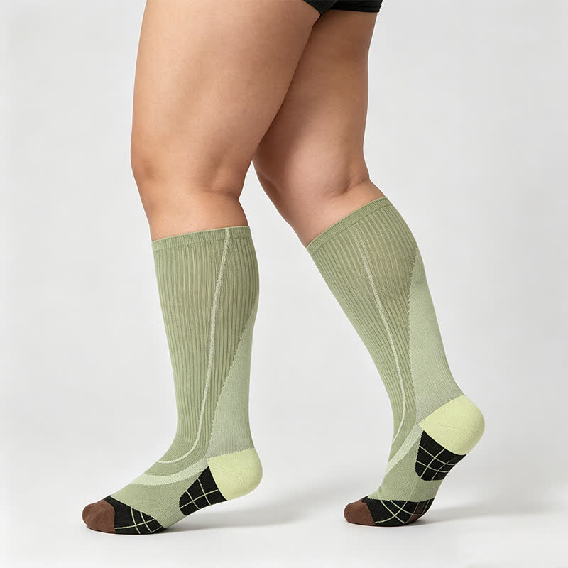 Burgundy Ribbed Compression Socks(2 Pairs) - Green - EU35-39(US2-6) - image 4