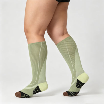 Burgundy Ribbed Compression Socks(2 Pairs) - Green - EU35-39(US2-6) - image 4