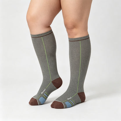 Burgundy Ribbed Compression Socks(2 Pairs) - Gray - EU35-39(US2-6) - image 5