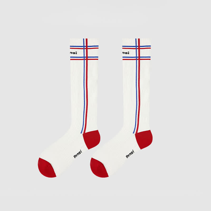 Varsity Stripe Compression Socks(2 Pairs) - White-B - EU35-39(US2-6) - image 8