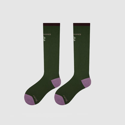 Varsity Stripe Compression Socks(2 Pairs) - Green - EU35-39(US2-6) - image 7