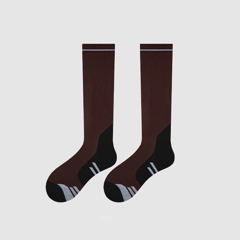 Varsity Stripe Compression Socks(2 Pairs) - Dark Brown - EU35-39(US2-6) - image 9