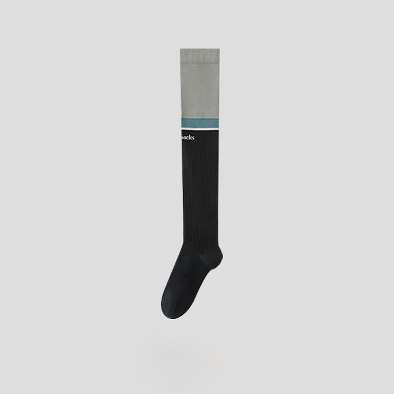 Plus Size Colorblock Ribbed Thigh High Compression Socks - image 7