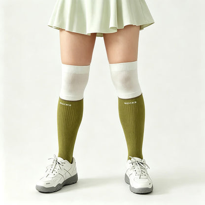 Plus Size Colorblock Ribbed Thigh High Compression Socks - image 2