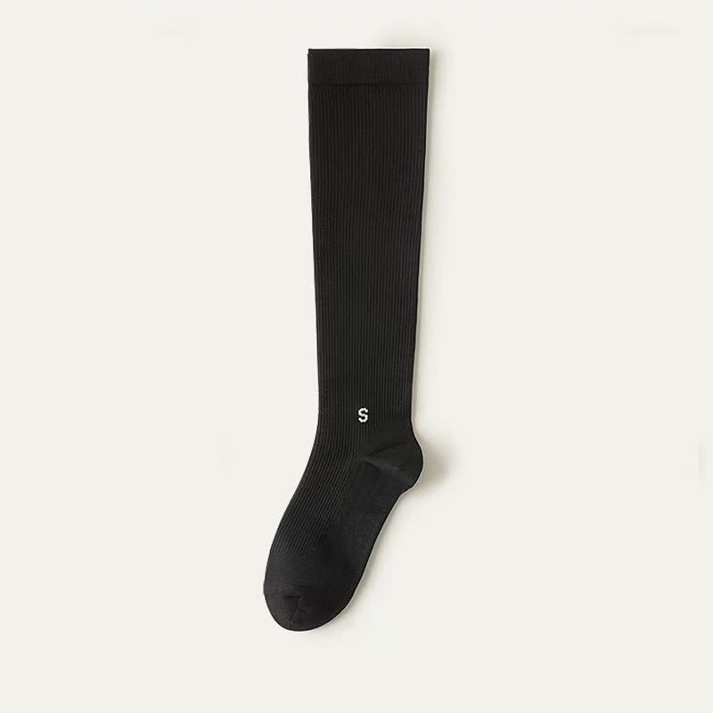 Plus Size White Ribbed Compression Socks(4 Pairs) - Black - EU36-41(US3-7.5) - image 10