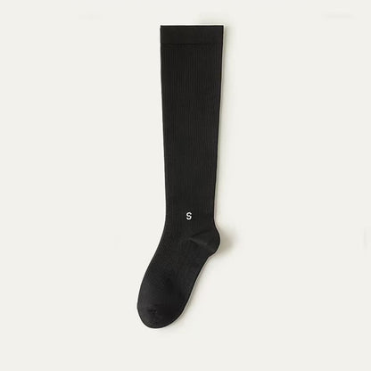 Plus Size White Ribbed Compression Socks(4 Pairs) - Black - EU36-41(US3-7.5) - image 10