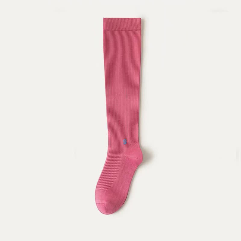 Plus Size White Ribbed Compression Socks(4 Pairs) - Rose - EU36-41(US3-7.5) - image 9