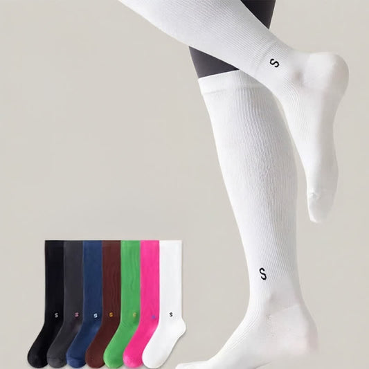 Plus Size White Ribbed Compression Socks(4 Pairs) - image 0