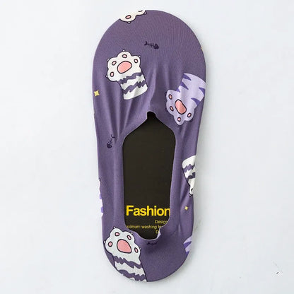 Playful Cartoon Animal Print No Show Socks(7 Pairs) - C - EU39-44(US6-10) - image 7