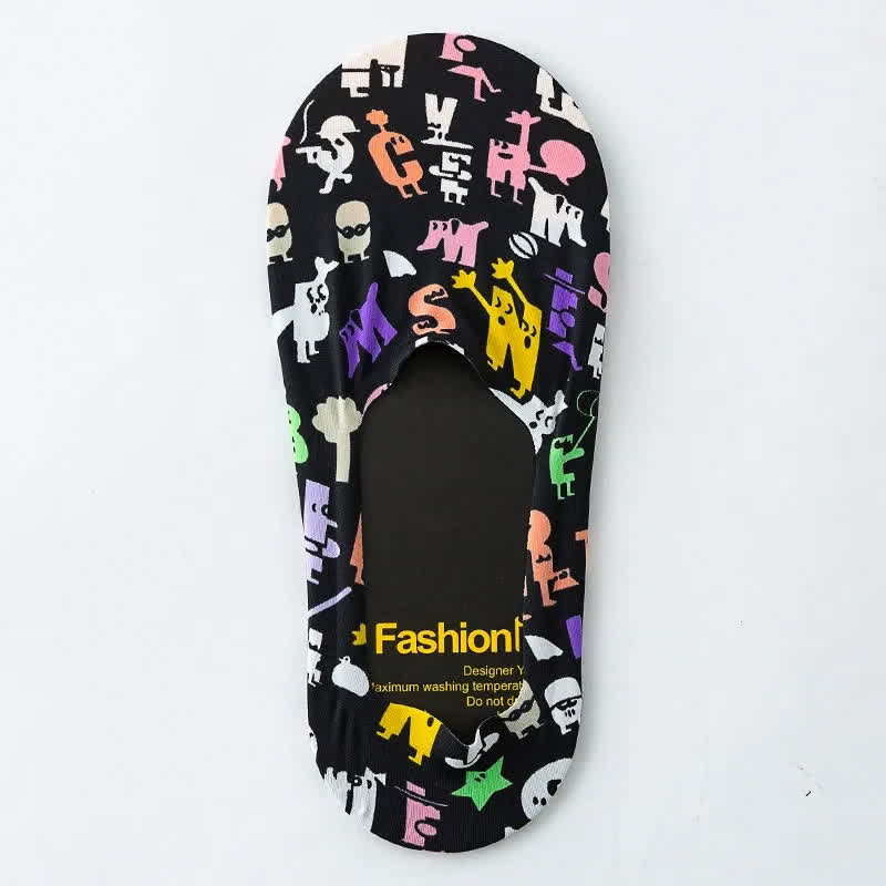Playful Cartoon Animal Print No Show Socks(7 Pairs) - B - EU39-44(US6-10) - image 9