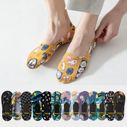 Playful Cartoon Animal Print No Show Socks(7 Pairs) - image 0