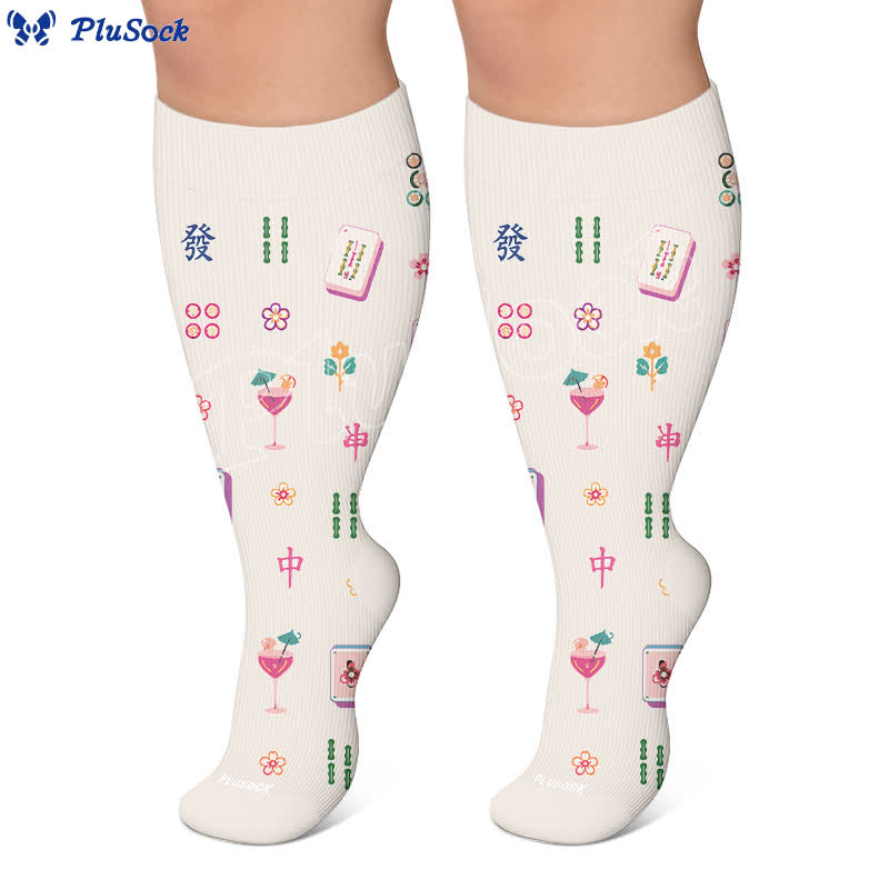 Plus Size Mahjong Inspired Compression Socks - image 7