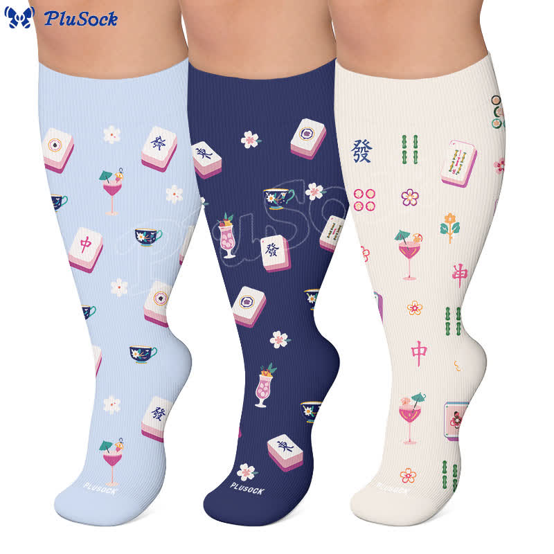 Plus Size Mahjong Inspired Compression Socks - image 0