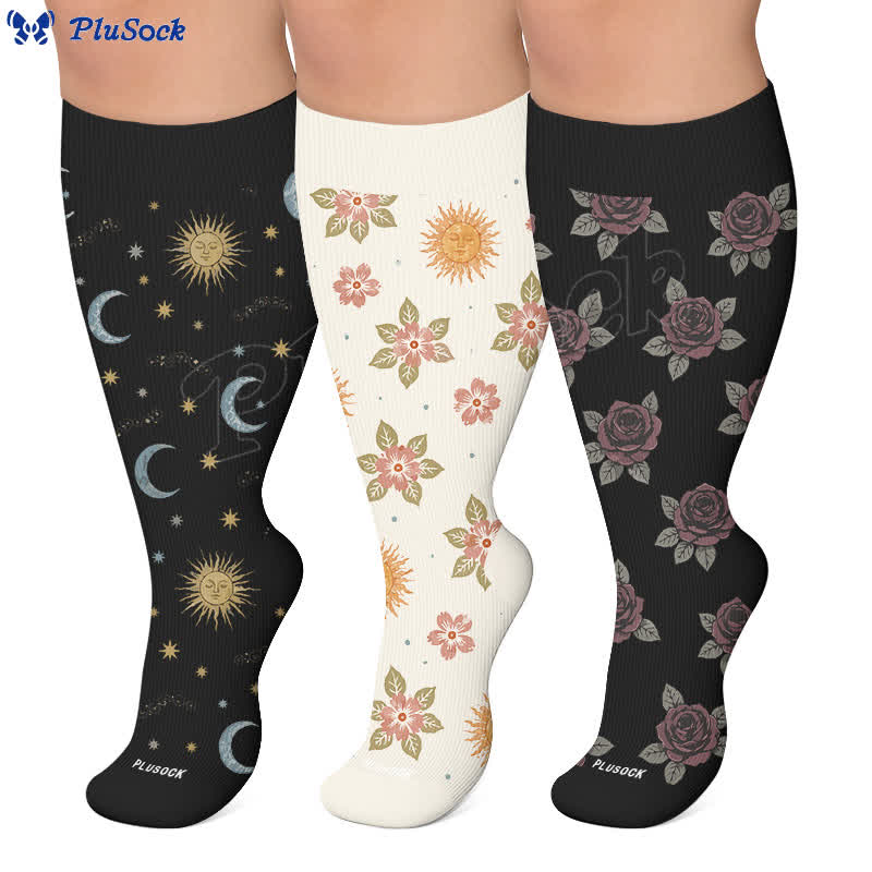 Plus Size Celestial Knit Compression Socks - image 0