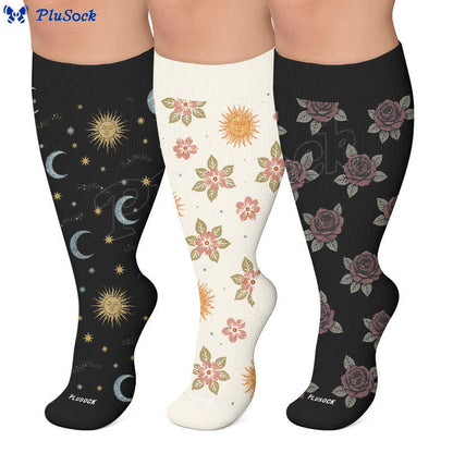 Plus Size Celestial Knit Compression Socks - image 0