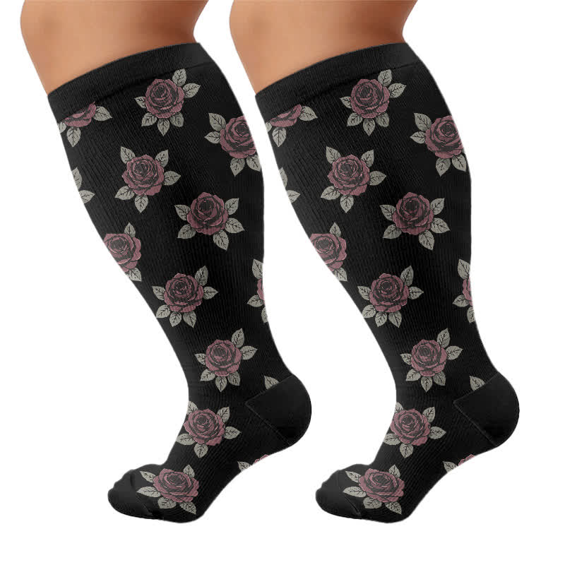 Plus Size Celestial Knit Compression Socks - Flower(1 Pair) - 4XL - image 10