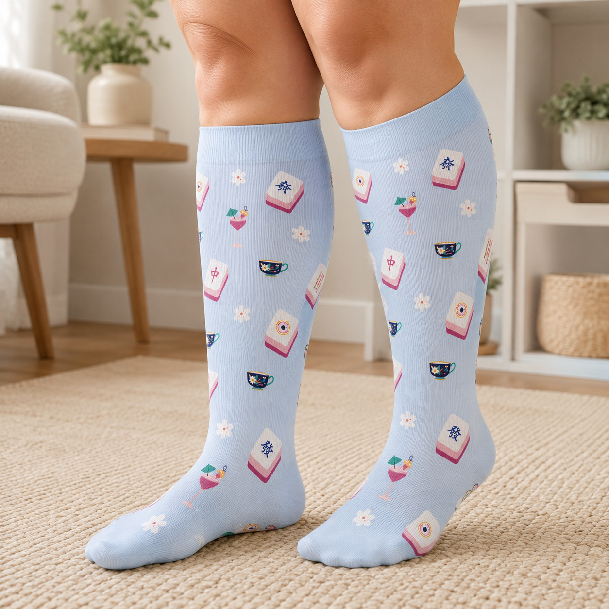 Plus Size Mahjong Inspired Compression Socks - image 1