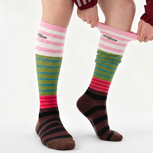 Colorblock Stripe Compression Socks(2 Pairs) - image 0