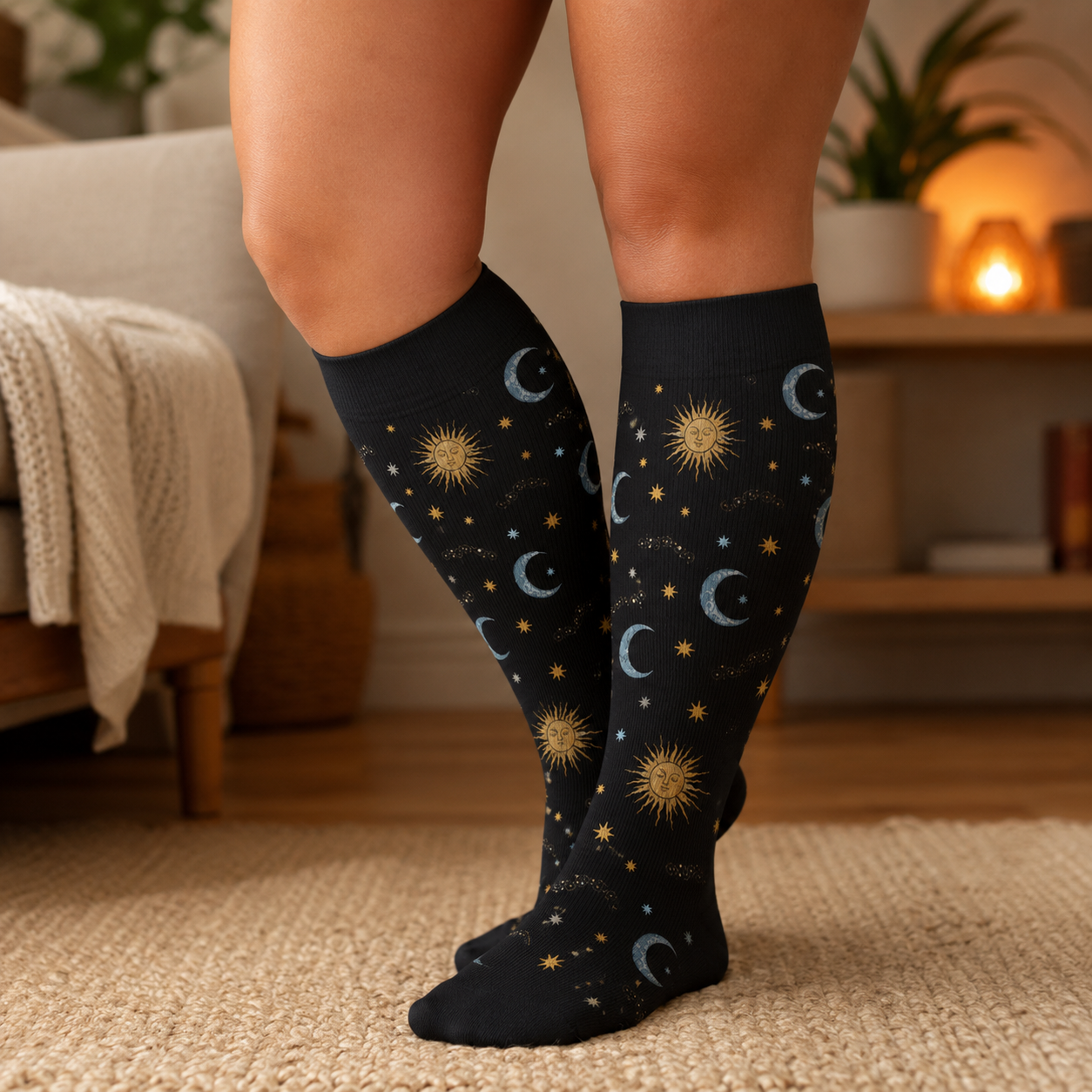 Plus Size Celestial Knit Compression Socks - image 1