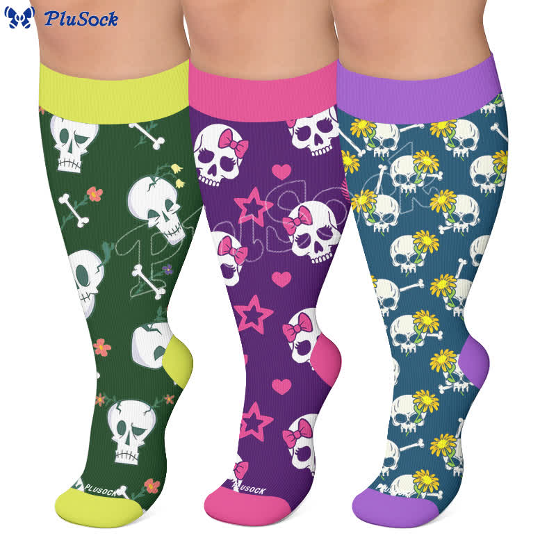 Plus Size Punk Skull Compression Socks - image 0