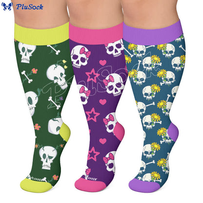 Plus Size Punk Skull Compression Socks - image 0