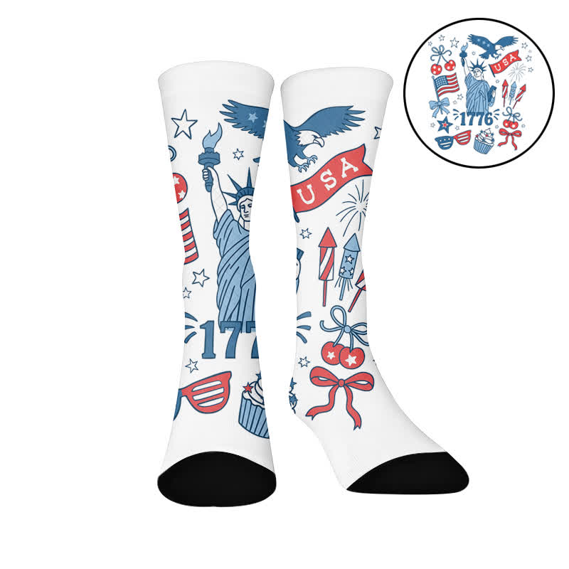 Flag letters Socks - White(1 Pair) - EU37-44(US4-10) - image 7