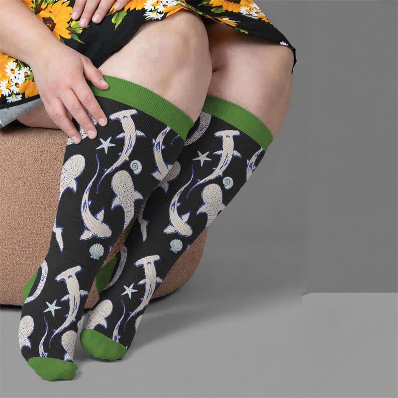 Plus Size Ocean Cartoon Compression Socks - image 1