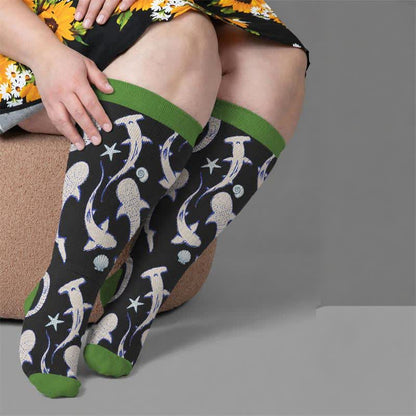 Plus Size Ocean Cartoon Compression Socks - image 1