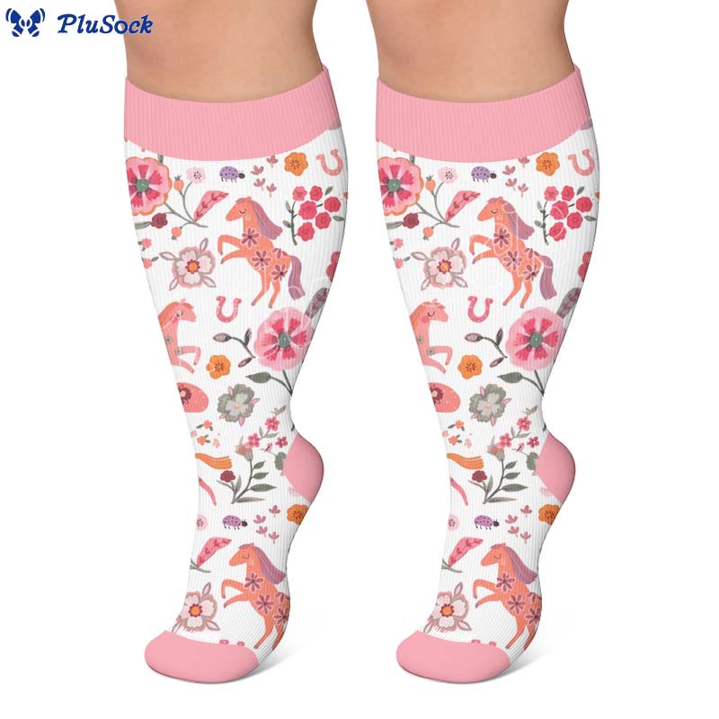Plus Size Floral Bunny Compression Socks - image 5