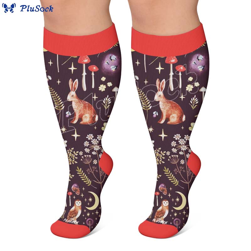 Plus Size Floral Bunny Compression Socks - image 7