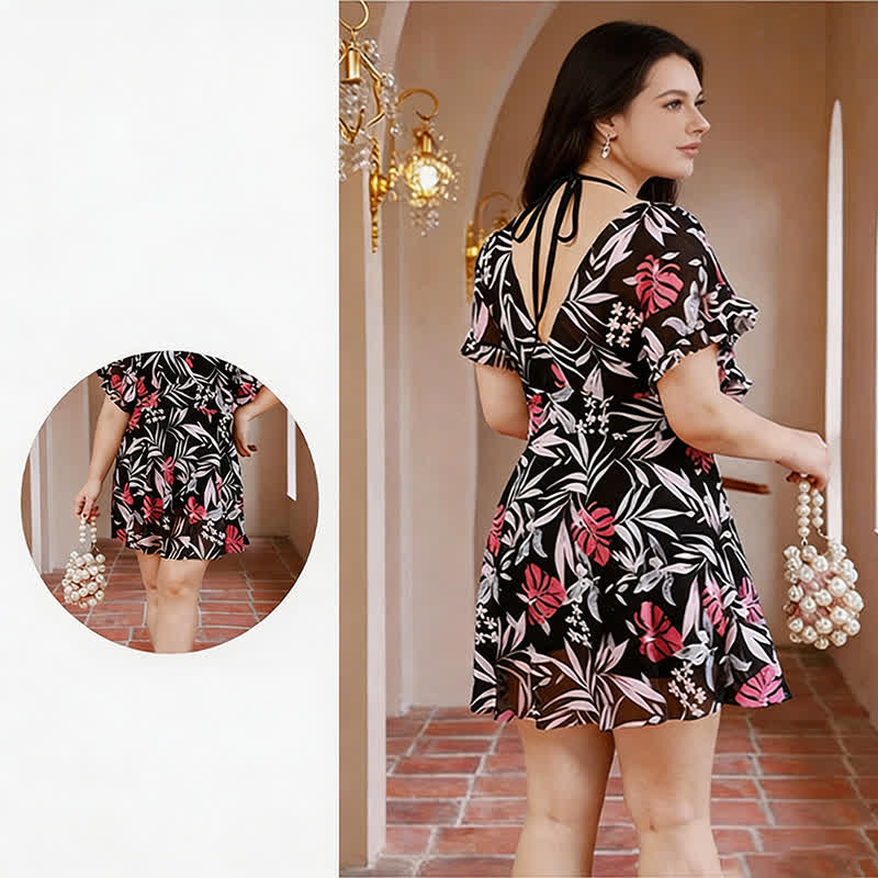 Tropical Floral V Neck Swimwear - image 2