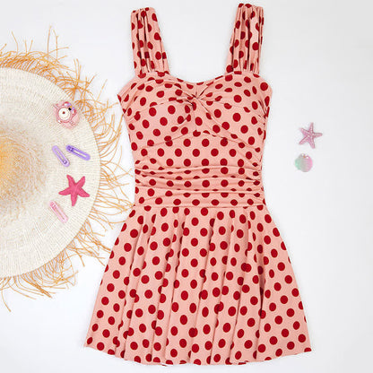 Polka Dot Skirted Tankini Swim Dress - image 4