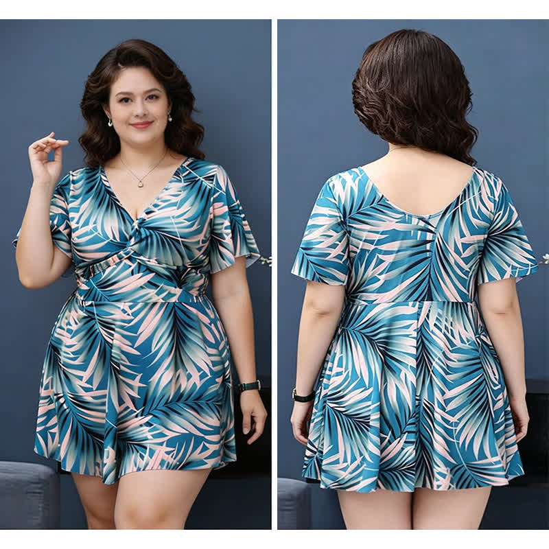 Tropical Leaf Wrap Swimwear - image 2