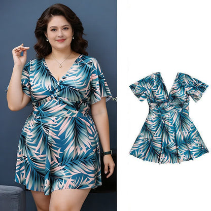 Tropical Leaf Wrap Swimwear - image 1