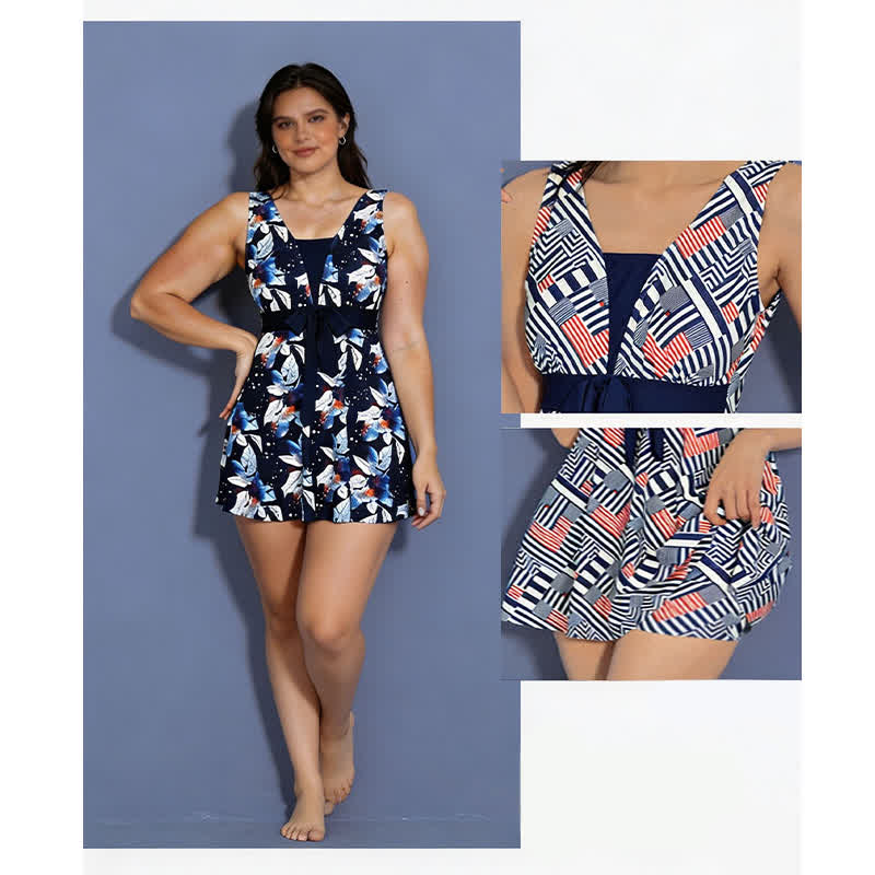 Navy Leaf Print Swimwear - image 3