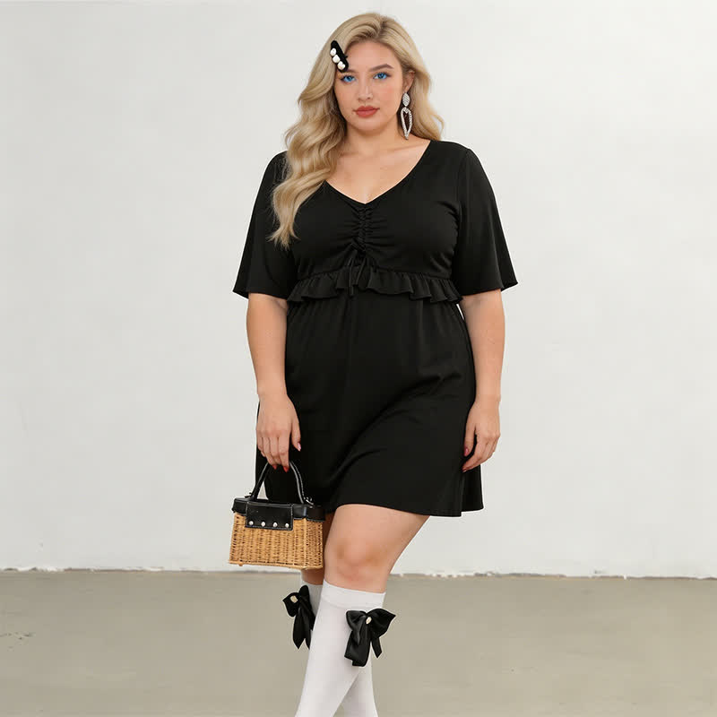 Black Mesh Sleeve Ruffle Swimwear - image 1