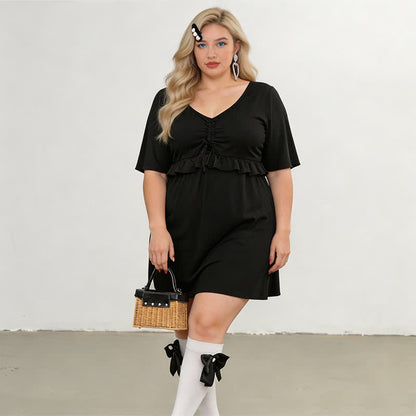 Black Mesh Sleeve Ruffle Swimwear - image 1