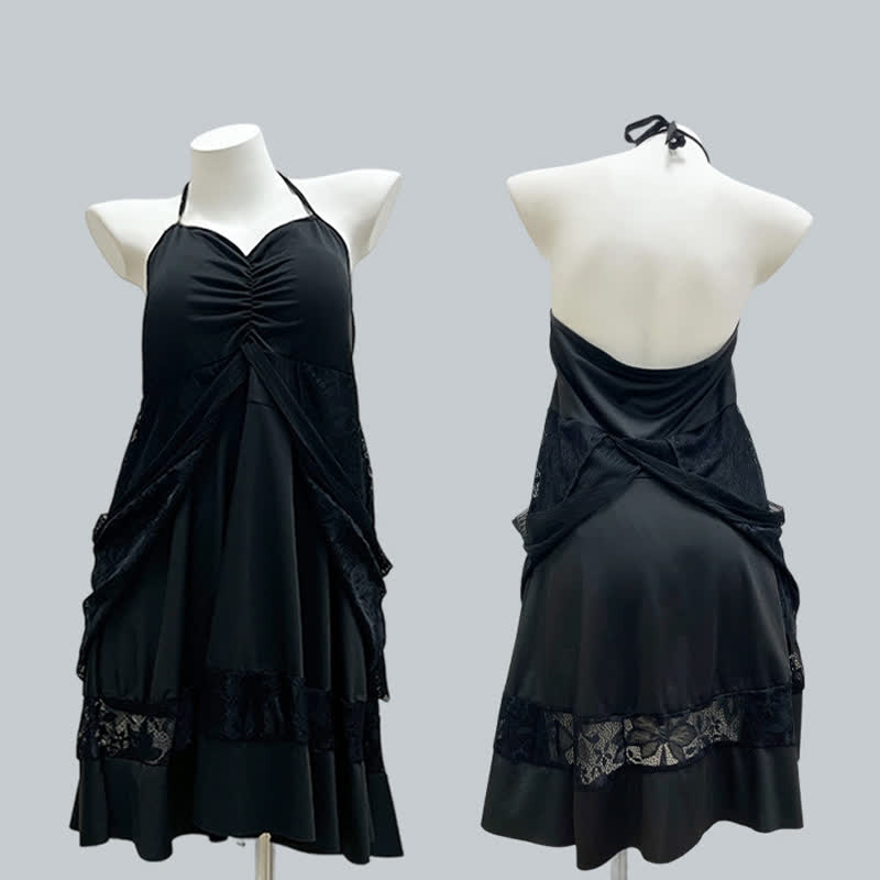 Tummy Control Lace Sleeve Two-Piece Swim Dress Set - image 6