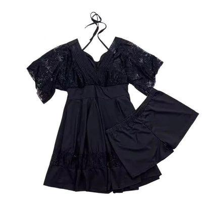 Black Lace Sleeve Swimwear Dress - image 7