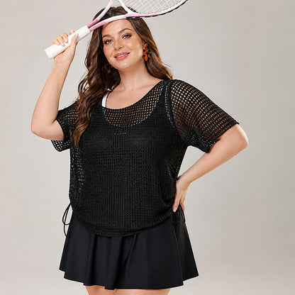 Black Mesh Skirted One Piece Swimwear - image 3