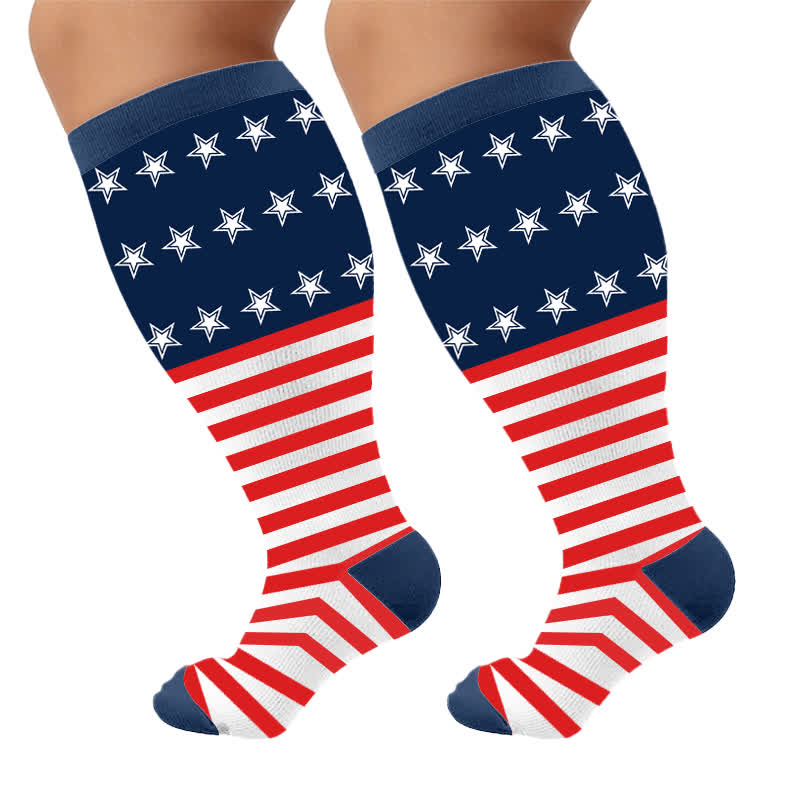Plus Size Patriotic Eagle Compression Socks - Red(1 Pair) - 4XL(1 Pair) - image 9