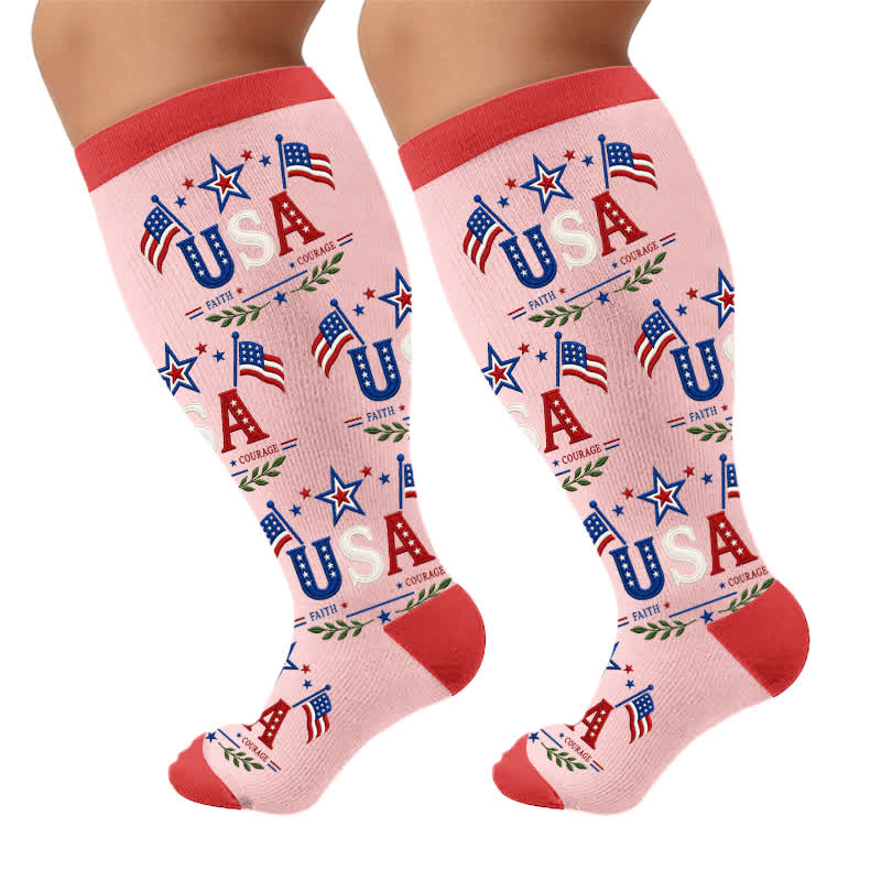 Plus Size Eagle Standard Compression Socks - Pink(1 Pair) - 4XL - image 9