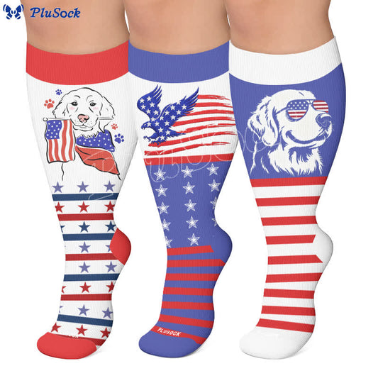 Plus Size Patriotic Dog Compression Socks - image 0