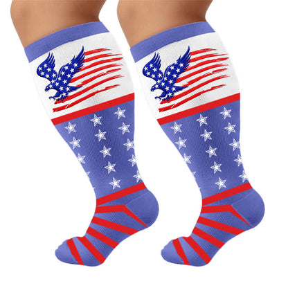 Plus Size Patriotic Dog Compression Socks - Blue(1 Pair) - 4XL - image 9